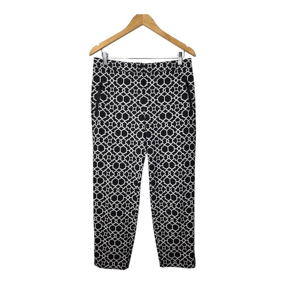Chico's Zenergy UPF Neema Black White Geometric Print Ankle Pants Women Size 6 - Picture 1 of 8